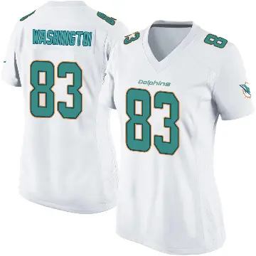＃83 Women's Tahj Washington White Game Miami Dolphins Jersey
