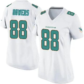 ＃88 Women's Nick Bowers White Game Miami Dolphins Jersey