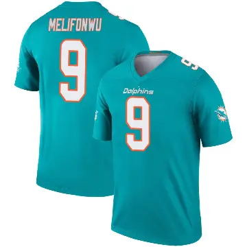 ＃9 Men's Ifeatu Melifonwu Aqua Legend Miami Dolphins Jersey