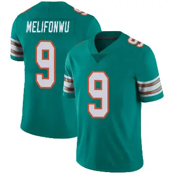 ＃9 Men's Ifeatu Melifonwu Aqua Limited Miami Dolphins Alternate Vapor Untouchable Jersey