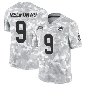 ＃9 Men's Ifeatu Melifonwu Arctic Camo Limited Miami Dolphins 2024 Salute to Service Jersey