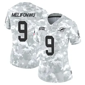 ＃9 Women's Ifeatu Melifonwu Arctic Camo Limited Miami Dolphins 2024 Salute to Service Jersey