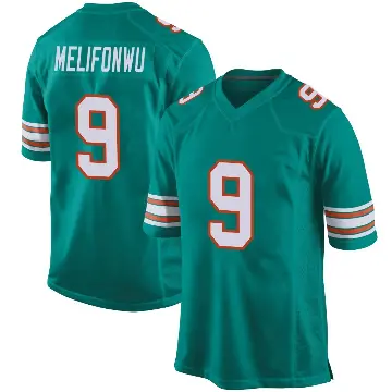 ＃9 Youth Ifeatu Melifonwu Aqua Game Miami Dolphins Alternate Jersey