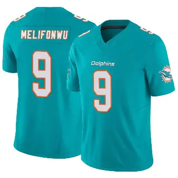 ＃9 Youth Ifeatu Melifonwu Aqua Limited Miami Dolphins Vapor F.U.S.E. Jersey