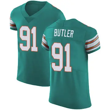 ＃91 Men's Matthew Butler Green Elite Miami Dolphins Aqua Alternate Vapor Untouchable Jersey