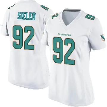 ＃92 Women's Zach Sieler White Game Miami Dolphins Jersey