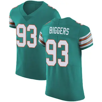 ＃93 Men's Zeek Biggers Green Elite Miami Dolphins Aqua Alternate Vapor Untouchable Jersey