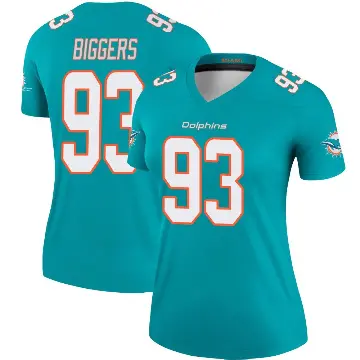 ＃93 Women's Zeek Biggers Aqua Legend Miami Dolphins Jersey