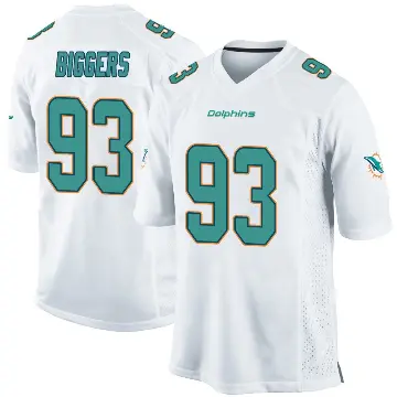 ＃93 Youth Zeek Biggers White Game Miami Dolphins Jersey
