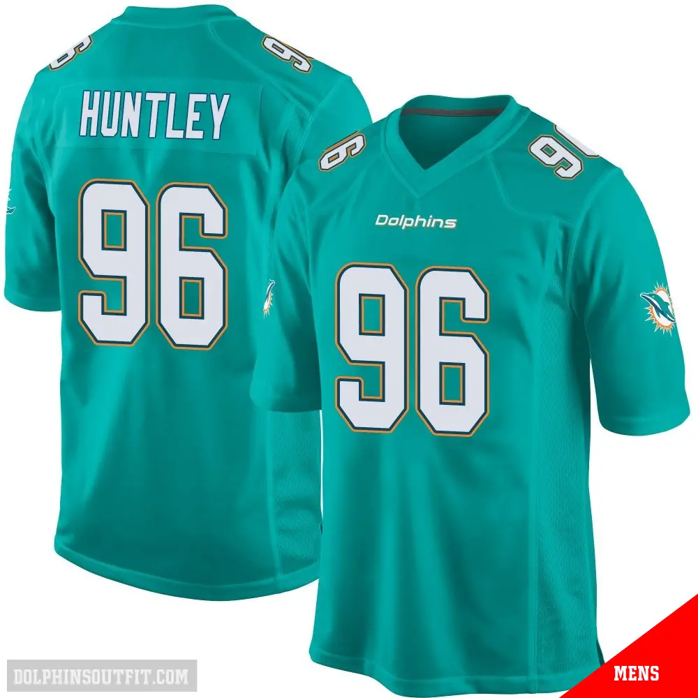 ＃96 Men's Alex Huntley Aqua Game Miami Dolphins Team Color Jersey
