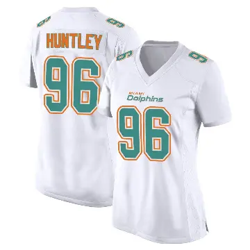 ＃96 Women's Alex Huntley White Game Miami Dolphins Fashion Jersey