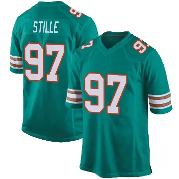 ＃97 Men's Ben Stille Aqua Game Miami Dolphins Alternate Jersey