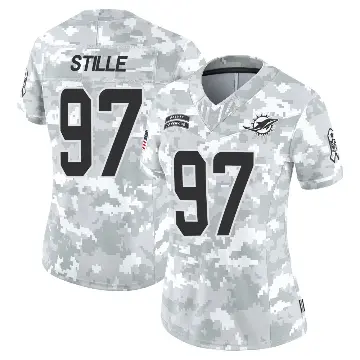 ＃97 Women's Ben Stille Arctic Camo Limited Miami Dolphins 2024 Salute to Service Jersey