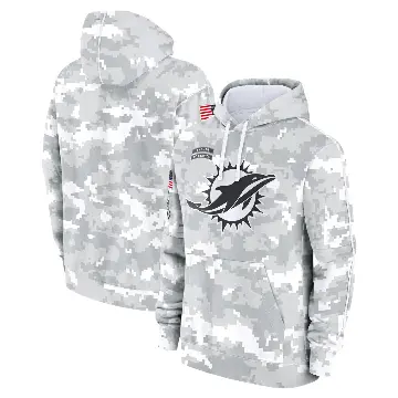 Youth White/Gray Miami Dolphins 2024 Salute To Service Pullover Hoodie